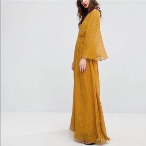Y.A.S / ASOS  Bell Sleeve Gold / Mustard Yellow Maxi Dress
